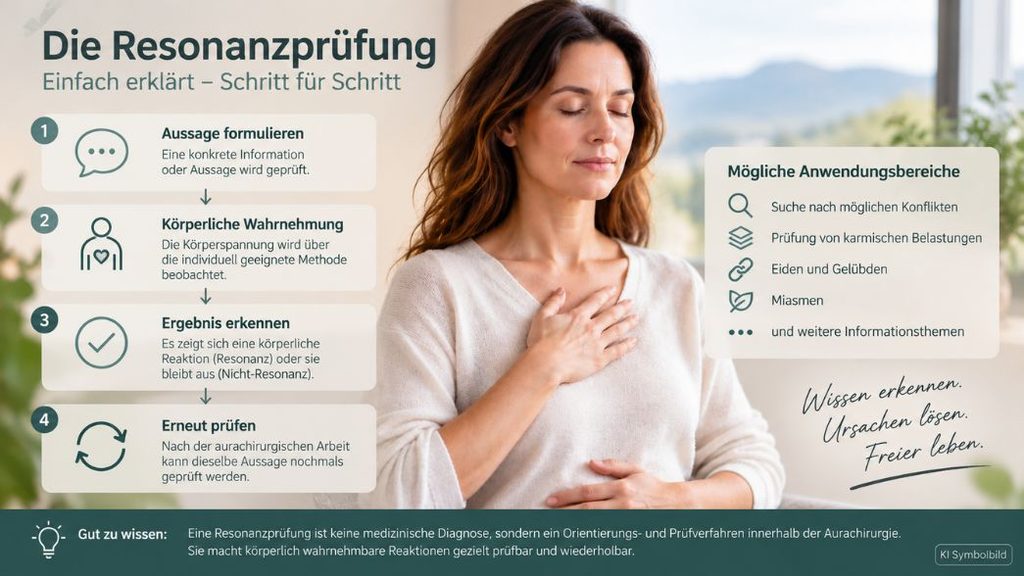 Infografik zum Ablauf einer Resonanzprüfung mit vier Schritten